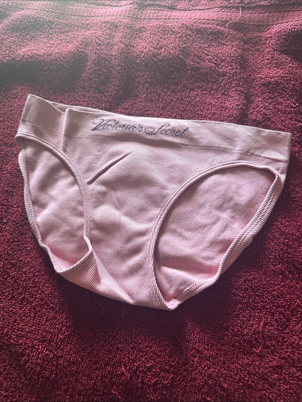 NWOT Victoria's Secret Pale Pink Ribbed Bikini Panty